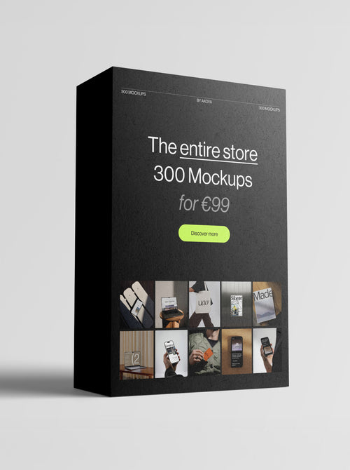 Complete mockup bundle with 300+ premium mockups for designers and studios at €99