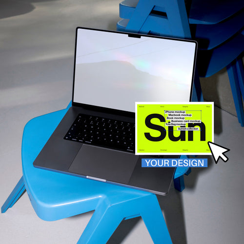 Laptop mockup showing design placement with simple drag and drop workflow in Photoshop