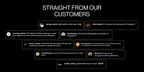Positive feedback from creatives using Akoya Mockups for realistic and professional presentations