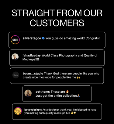 Positive feedback from creatives using Akoya Mockups for realistic and professional presentations